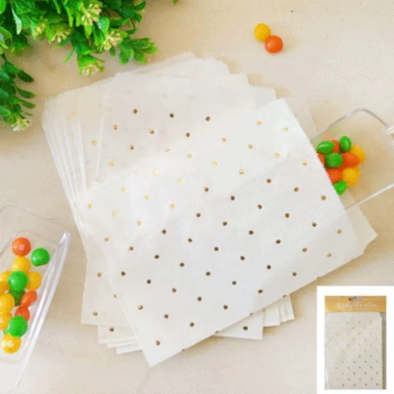 10 Pack Metallic Mini Gold Dotty Treat Bags