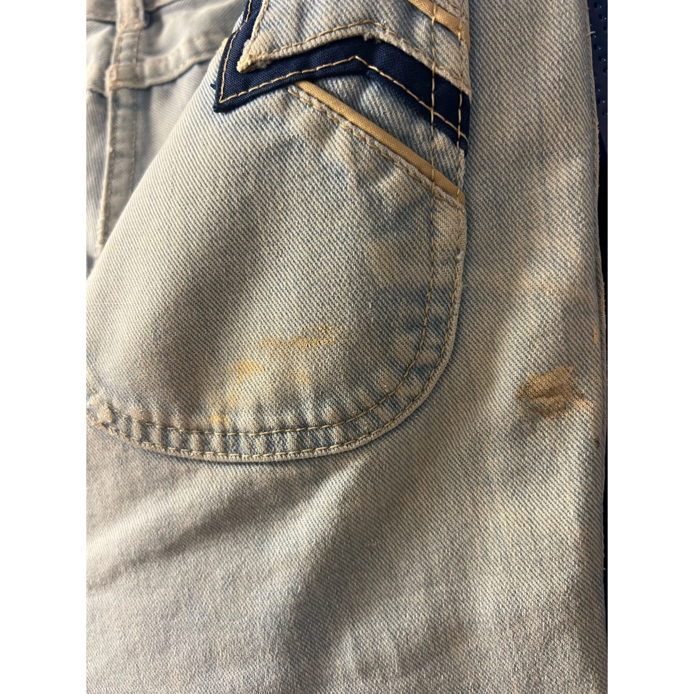 1970s worn-in flare jeans blue