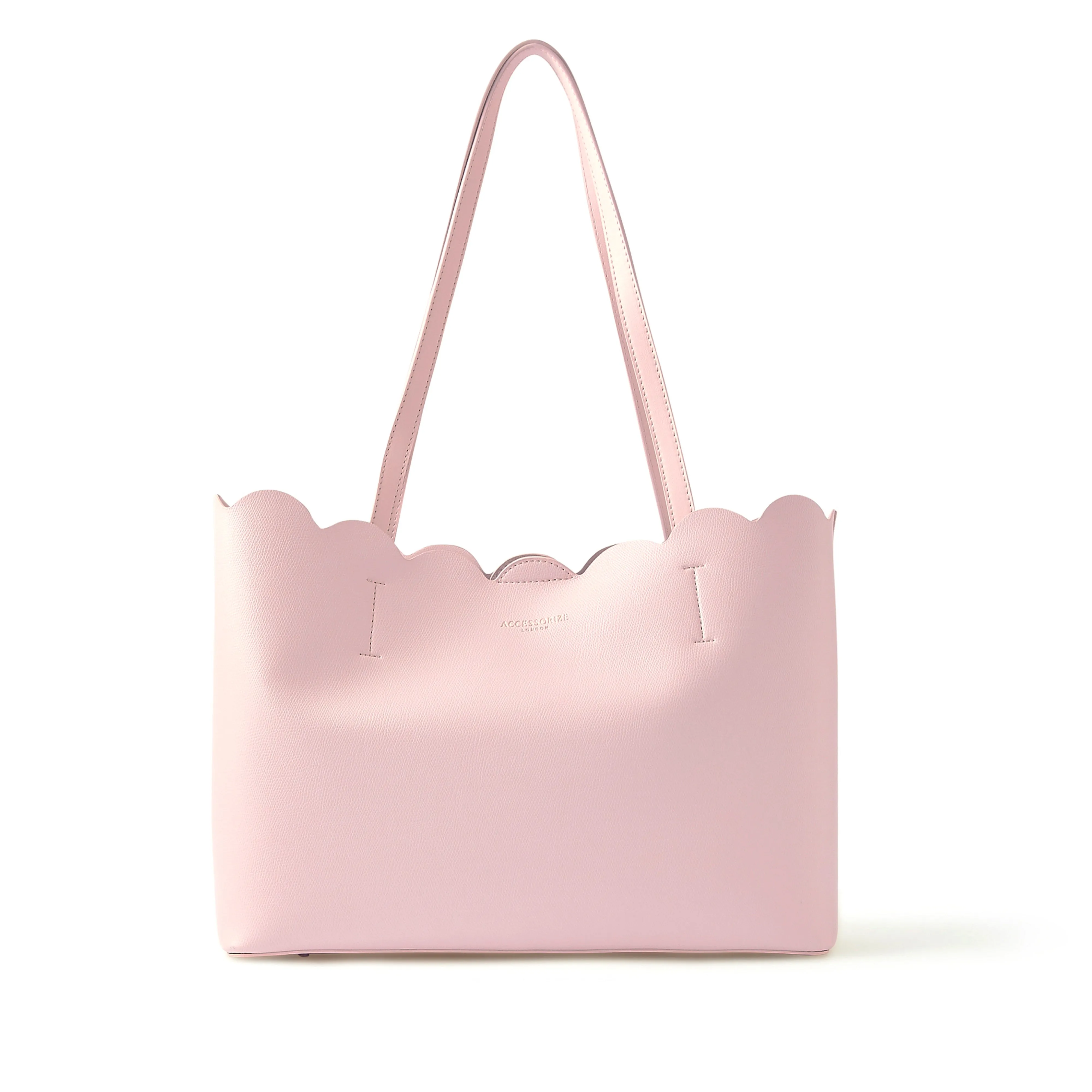 Accessorize London Women's Faux Leather Pink Leo Scallop Tote bag