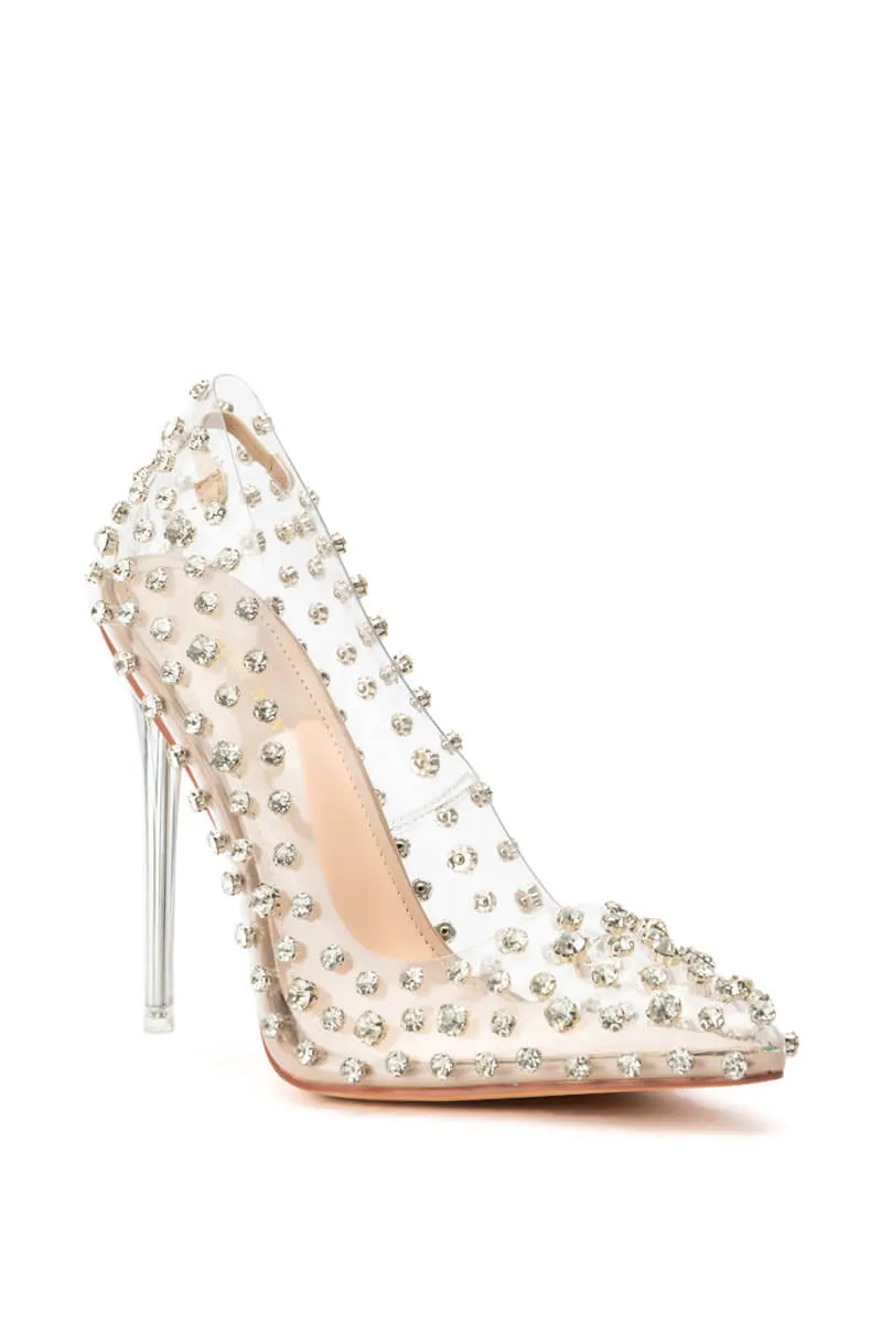 AZALEA WANG LETISHA BLING STILETTO PUMP IN NUDE