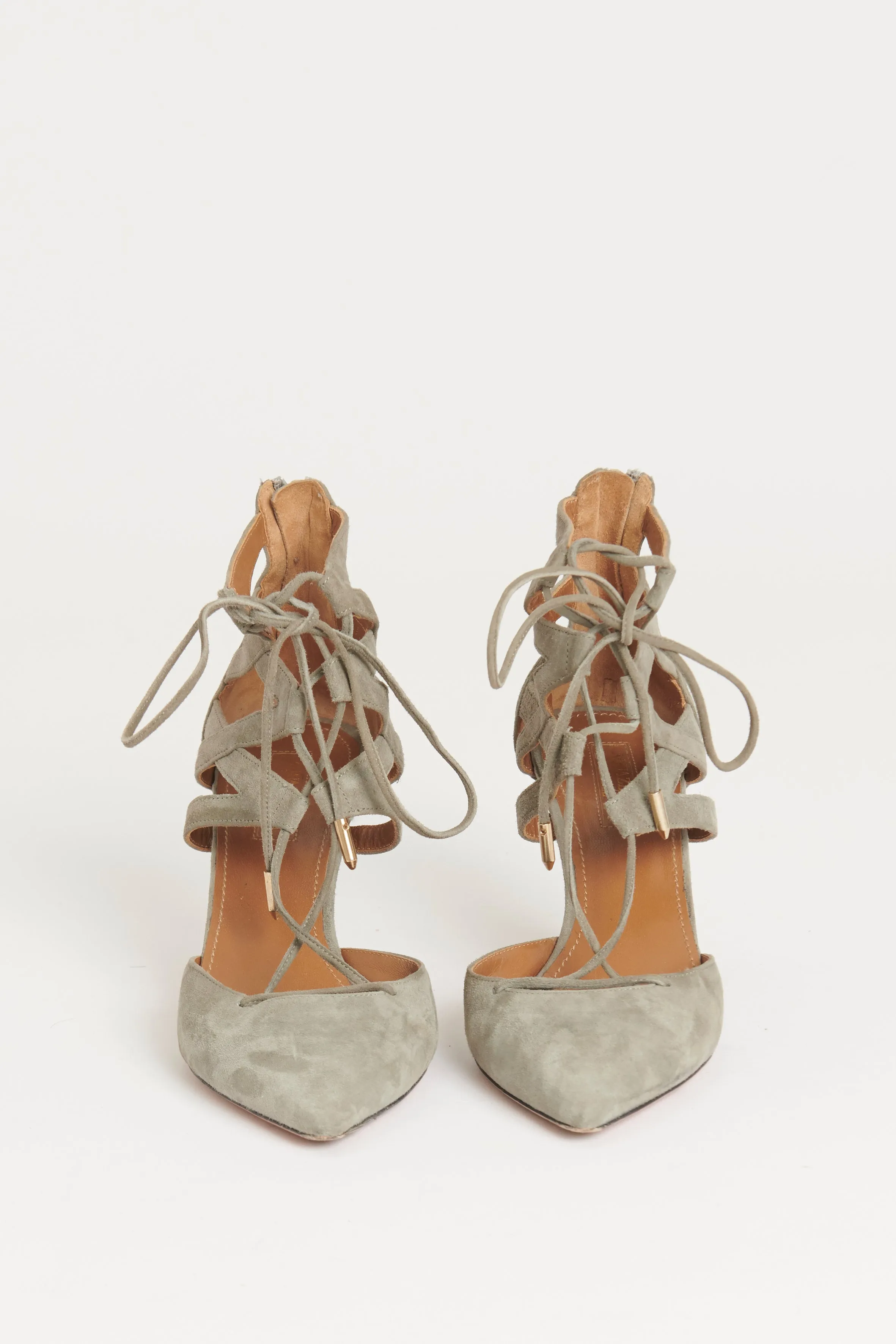 Belgravia Grey Suede Lace Up Preowned Heels