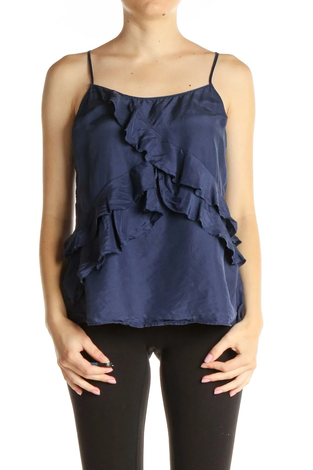 Blue Solid Silk Holiday Top