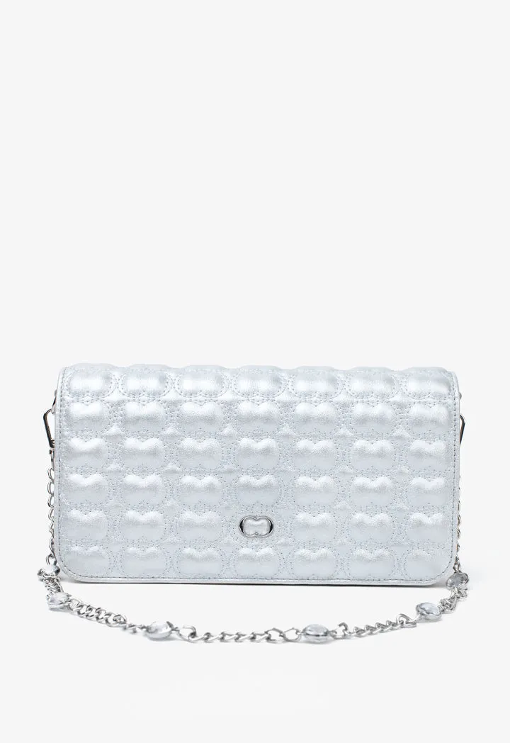 Choice Metallic Quilted Cross Body Bag Silver