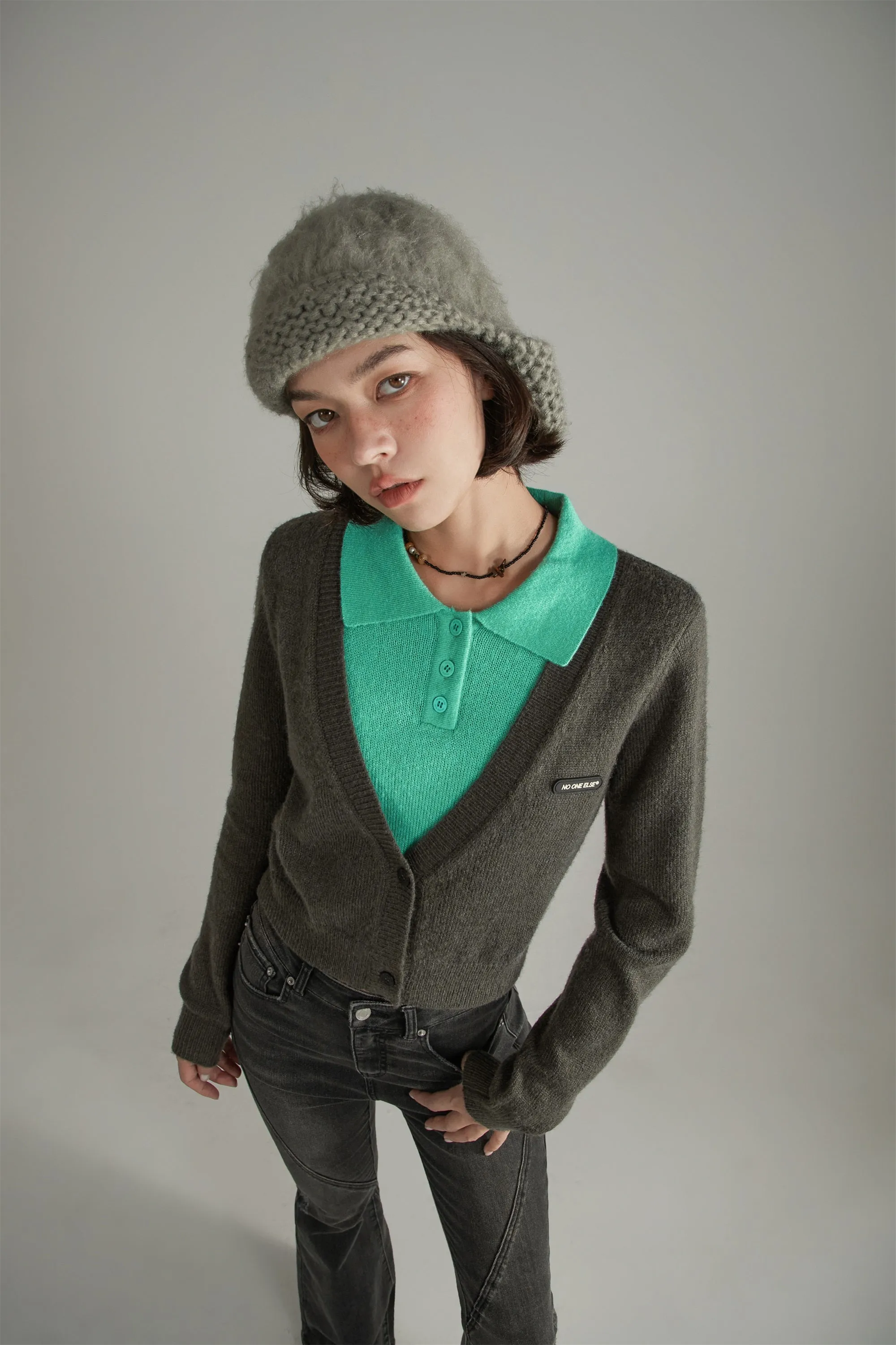 Color Combination Layered Knit Sweater