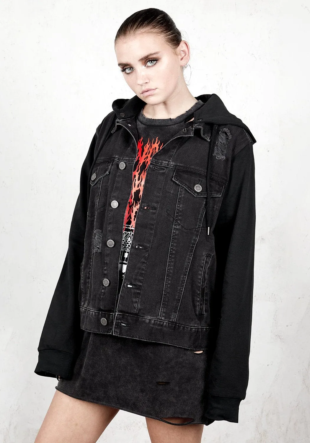 Damage Denim Hooded Jacket