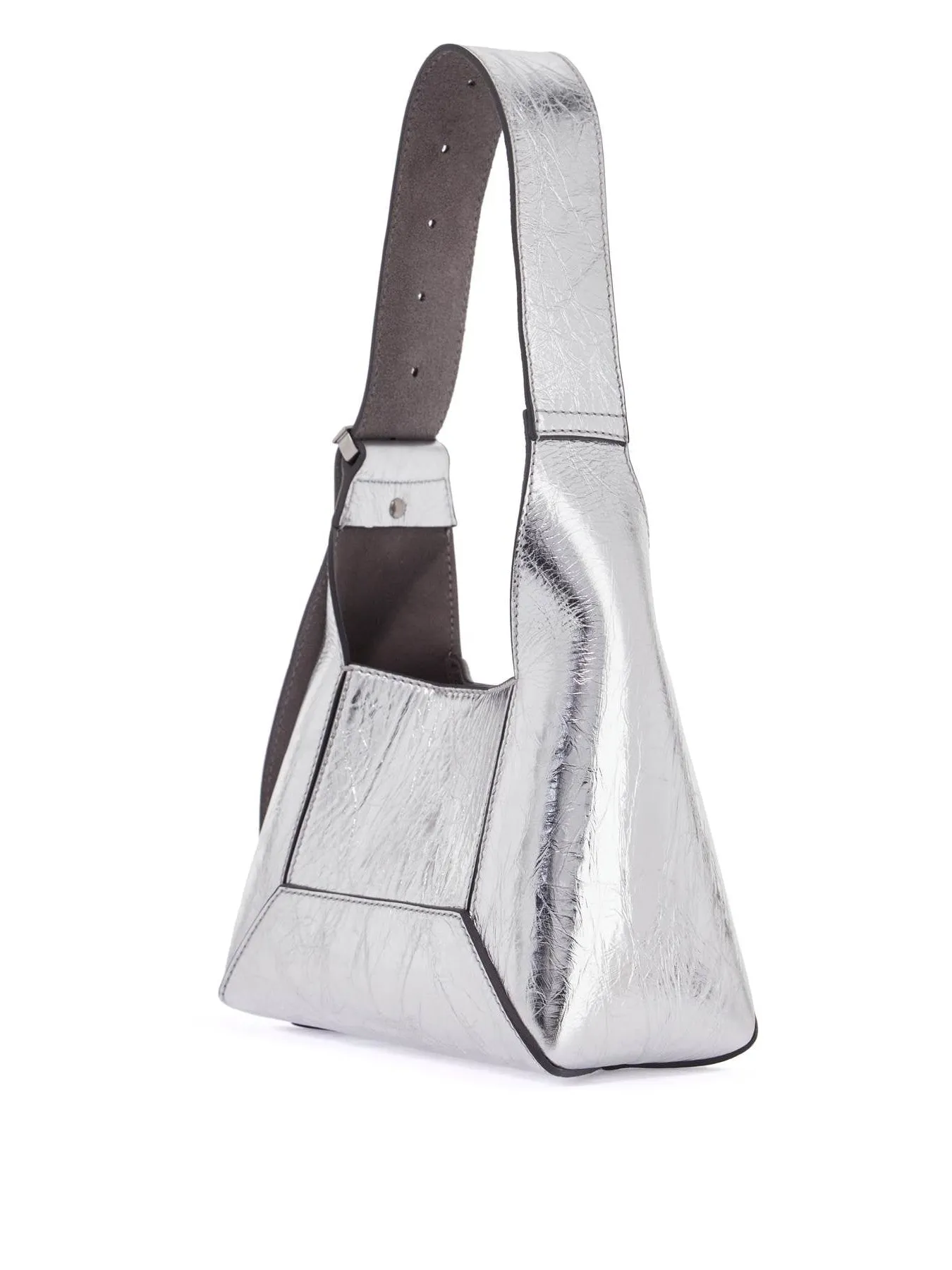 Diamond Metallic Leather Hobo Bag