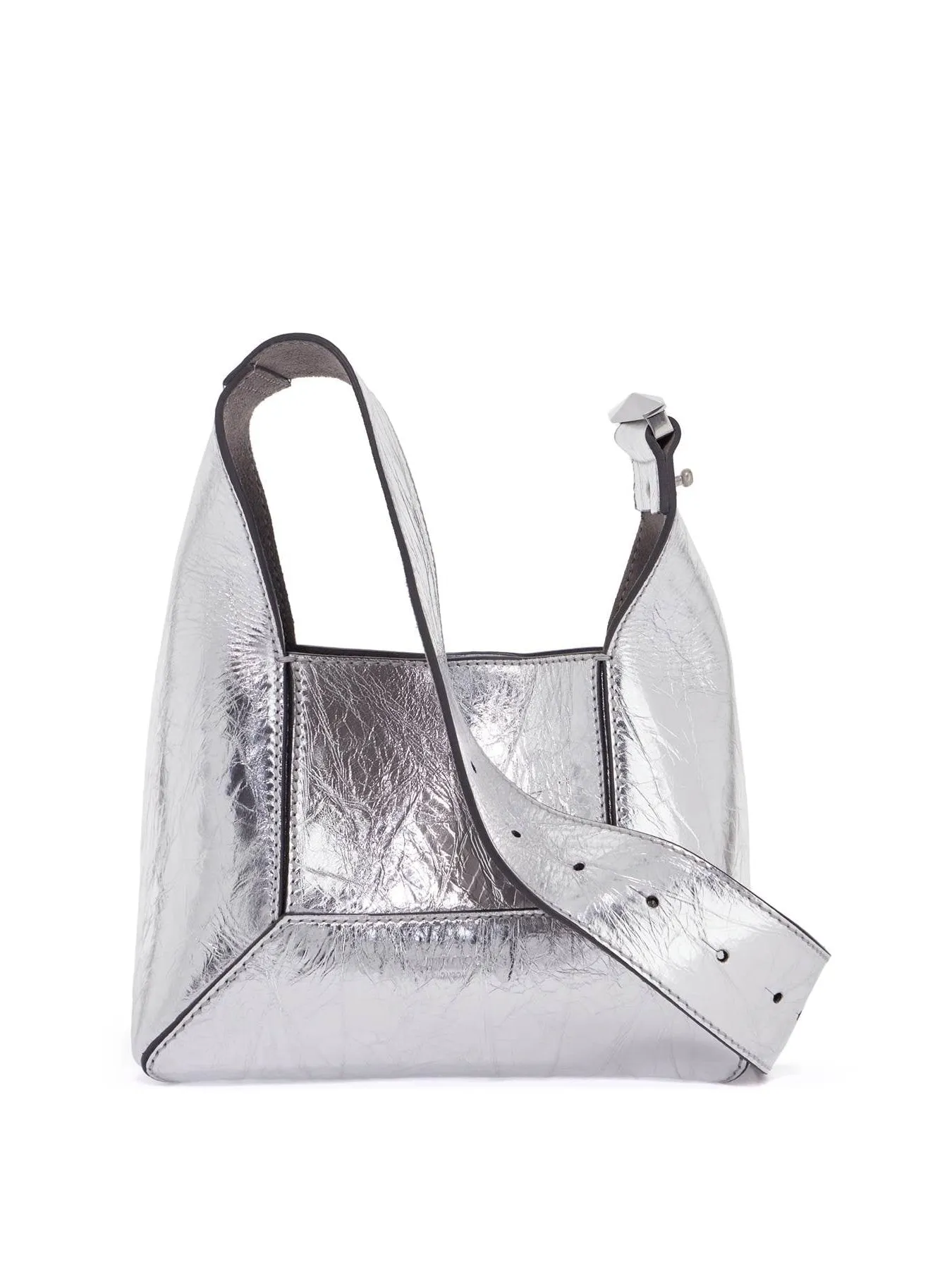 Diamond Metallic Leather Hobo Bag