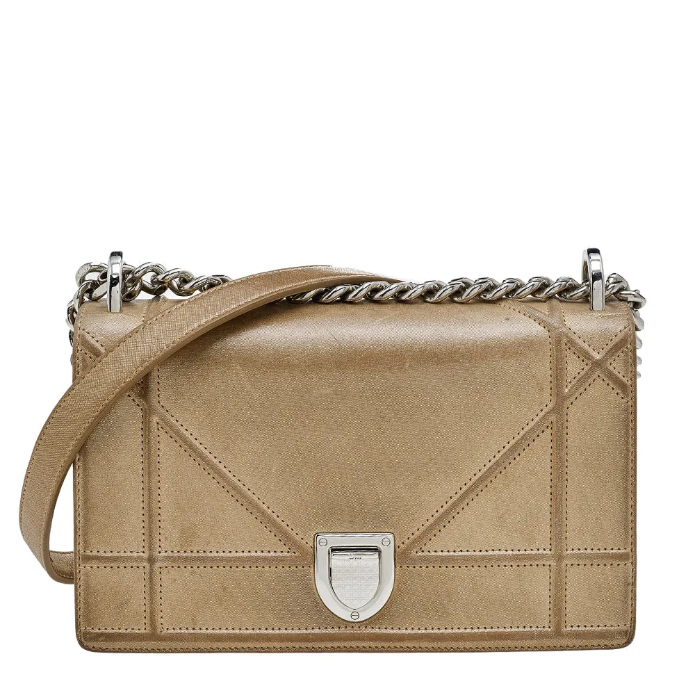 DIOR Metallic Gold Suede Small ama Shoulder Bag