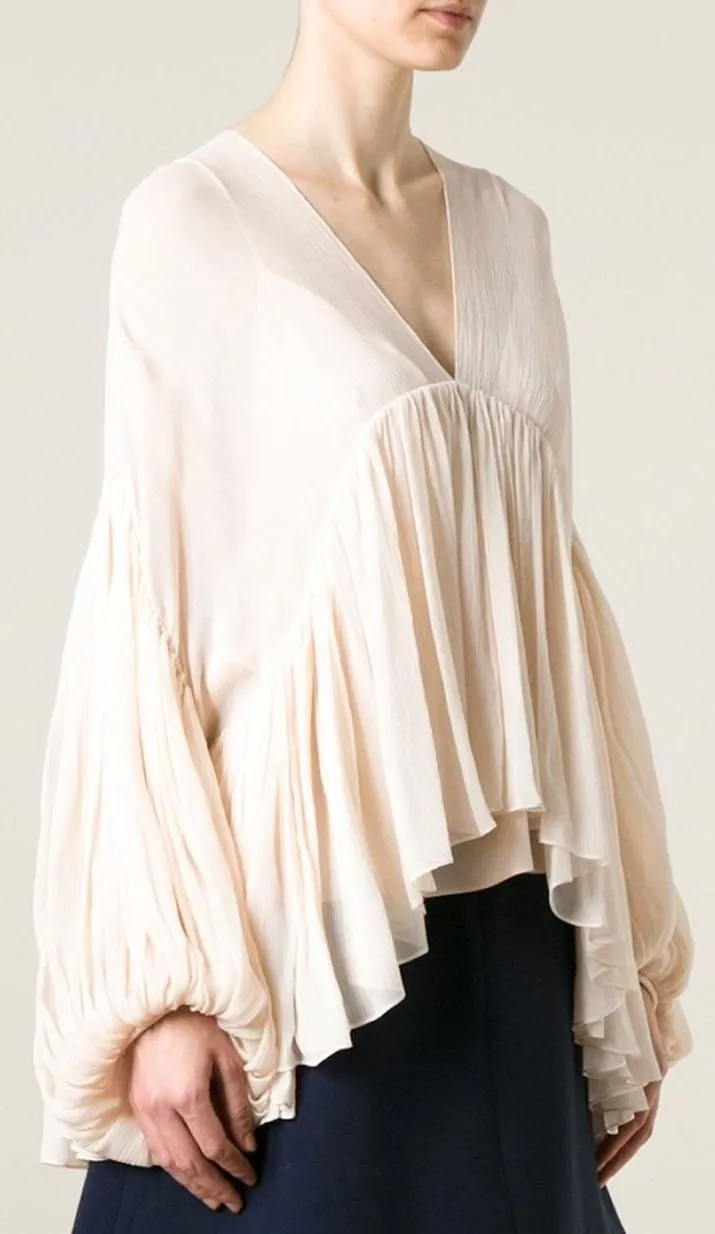 Draped Silk Top-Apricot