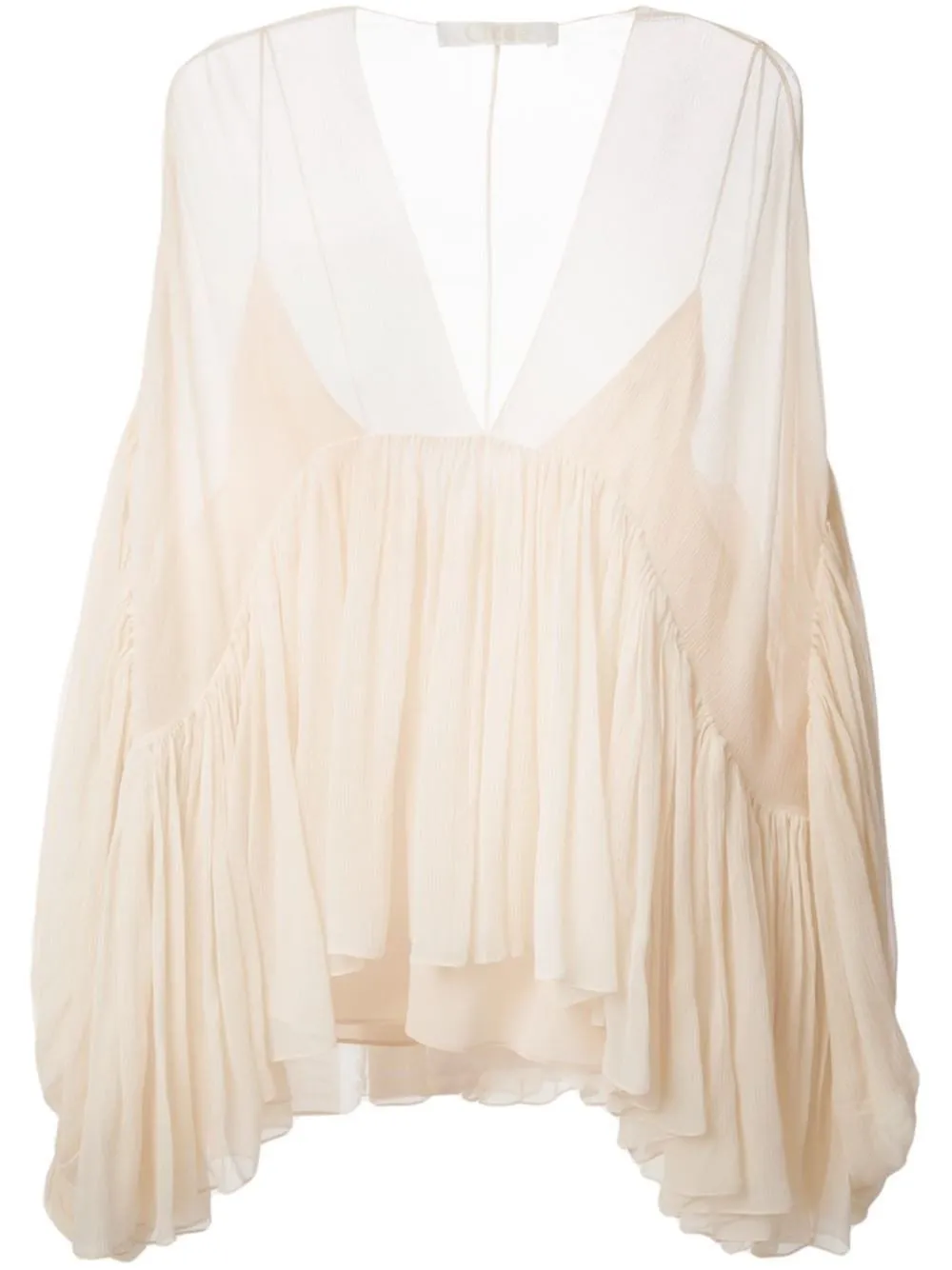 Draped Silk Top-Apricot