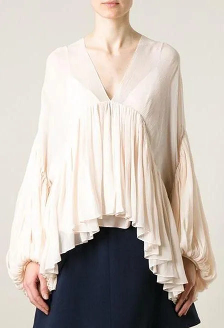 Draped Silk Top-Apricot