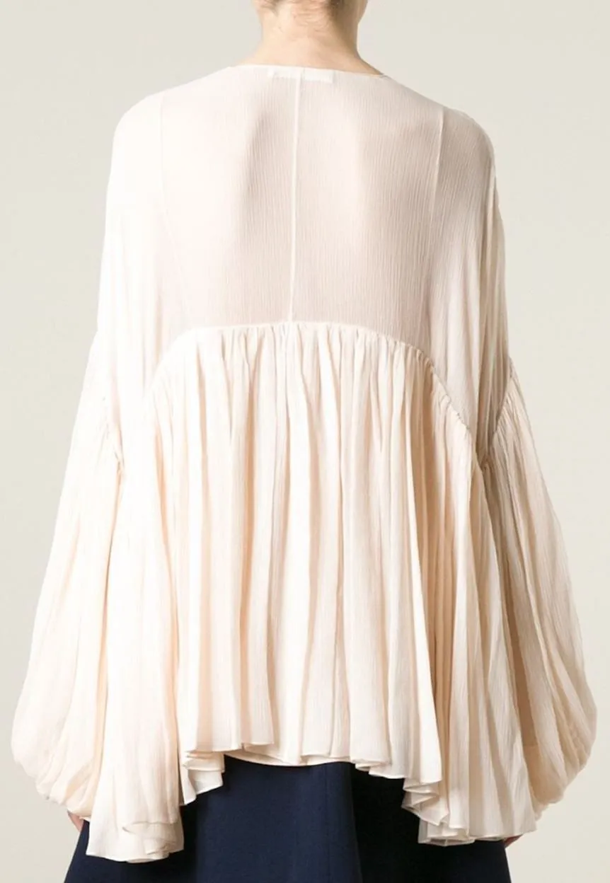 Draped Silk Top-Apricot