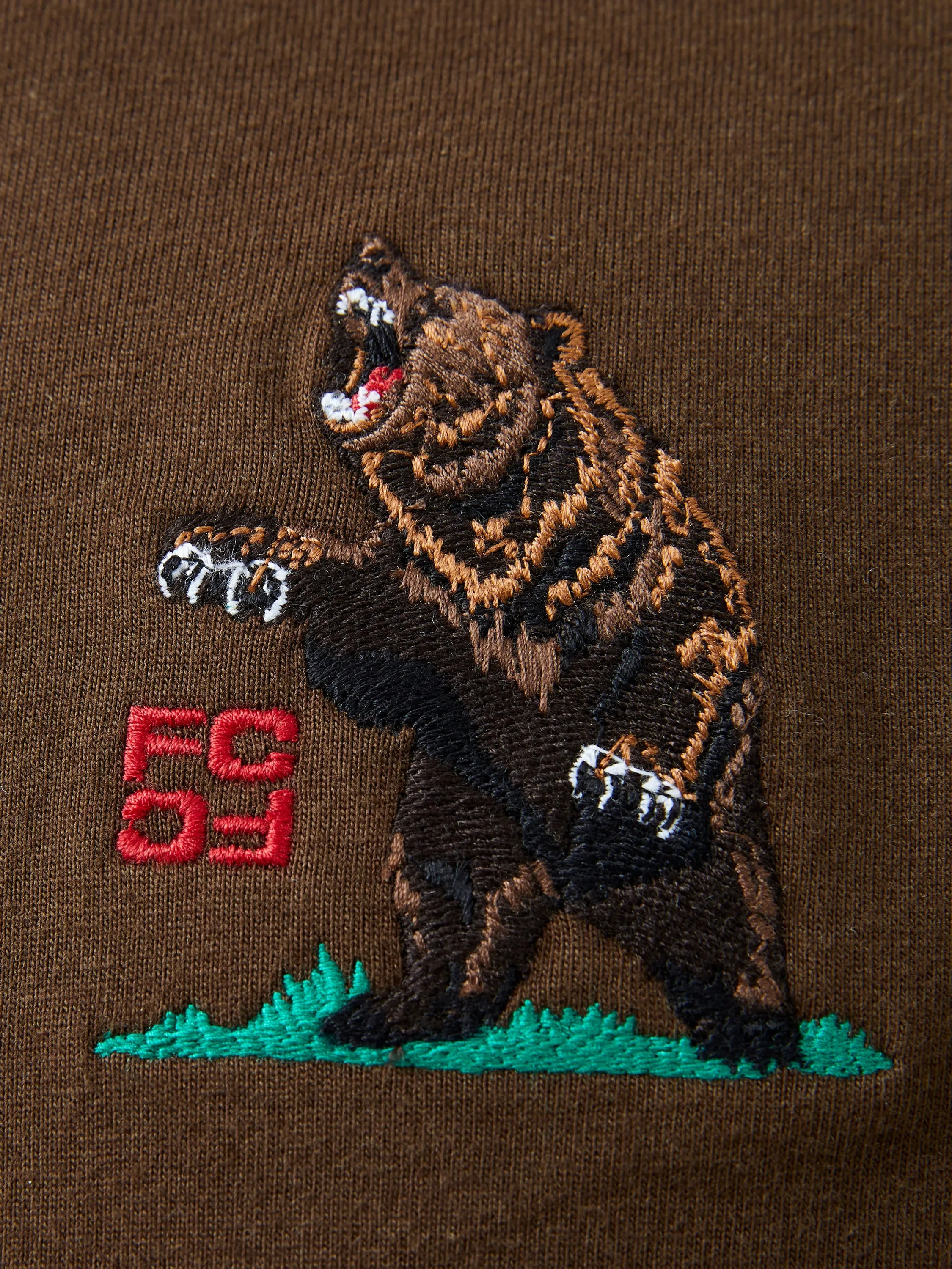 Embroidered Bear Organic Graphic T-Shirt