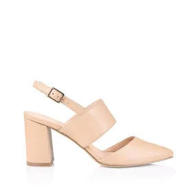 Ena Closed Toe Block Heels - Nude Smooth