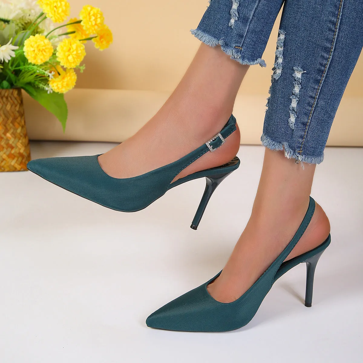 Fashion Summer Pointed Toe High Heels Shoes with Buckle