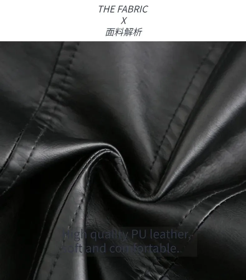 Faux Leather Women Coat Full Sleeve Round Neck Slim Fit Solid Sexy Regular Jackets Zipper