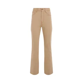 Flared Denim Jeans in Beige