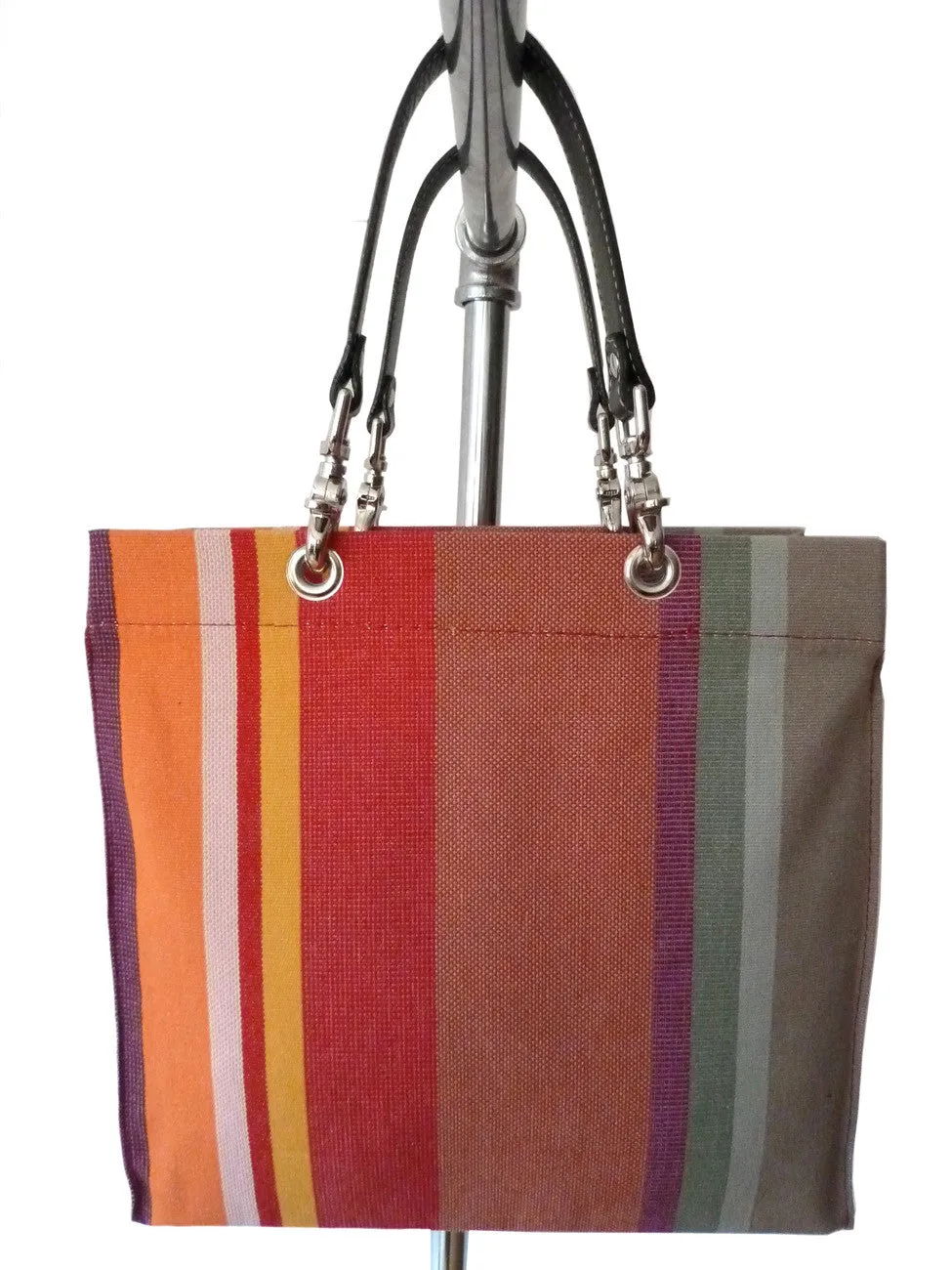 French Cotton Stripe Bags Aubergine Color Block