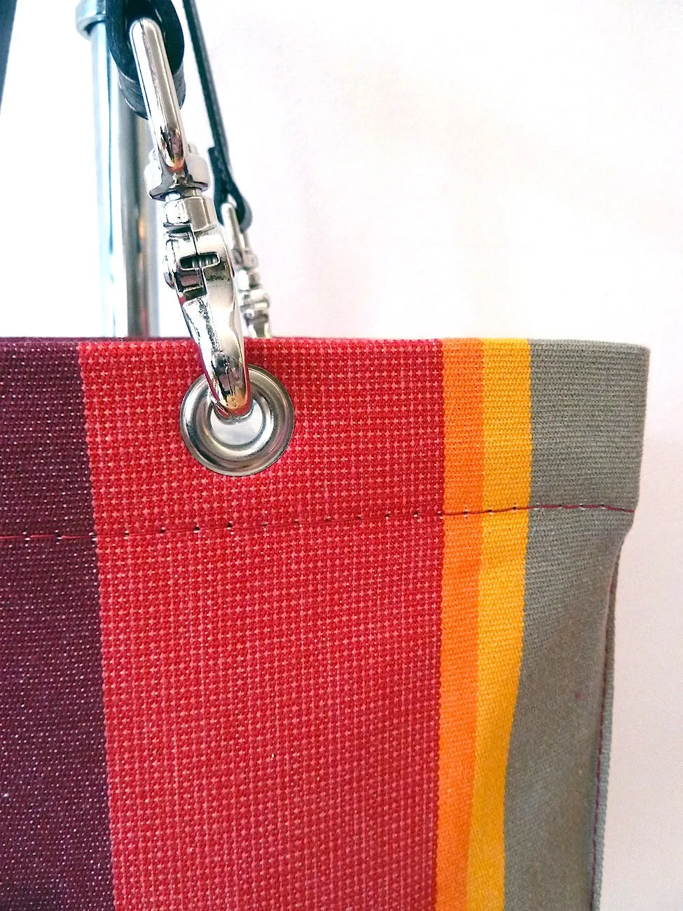 French Cotton Stripe Bags Aubergine Color Block