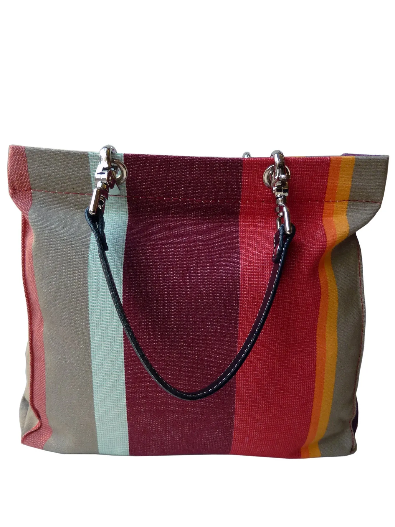 French Cotton Stripe Bags Aubergine Color Block