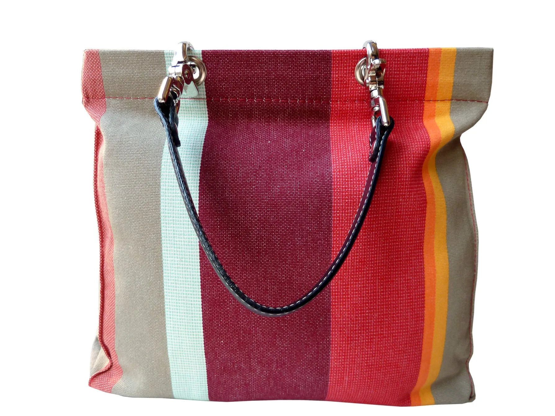 French Cotton Stripe Bags Aubergine Color Block