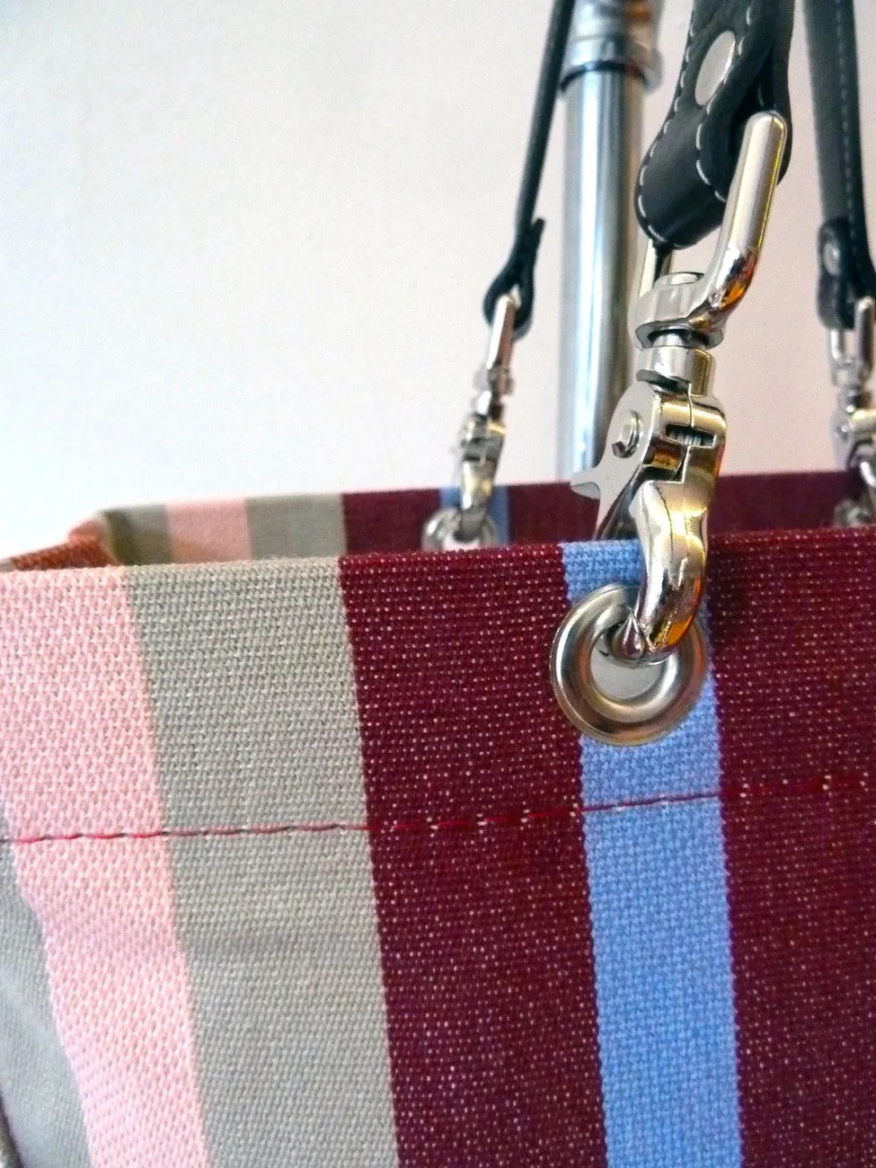 French Cotton Stripe Bags Aubergine Color Block