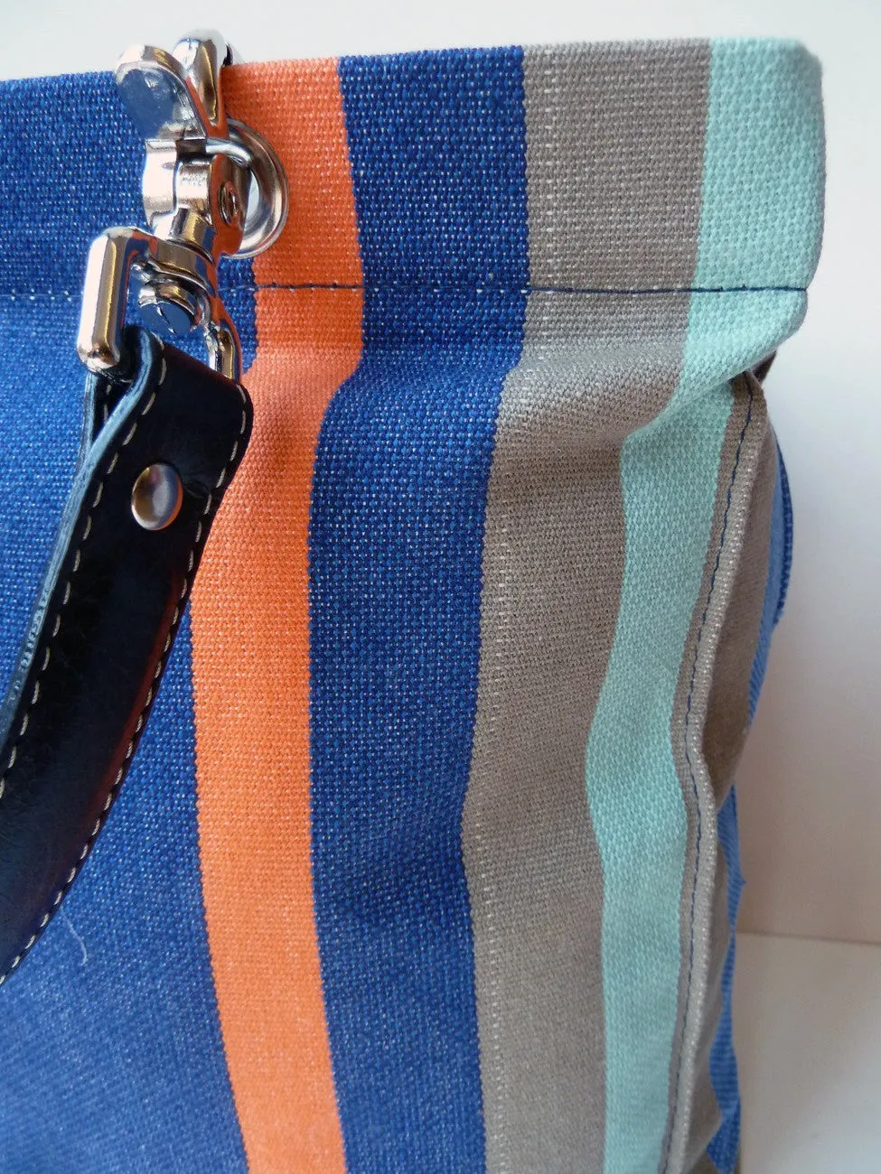 French Cotton Stripe Bags Blue White Color Block