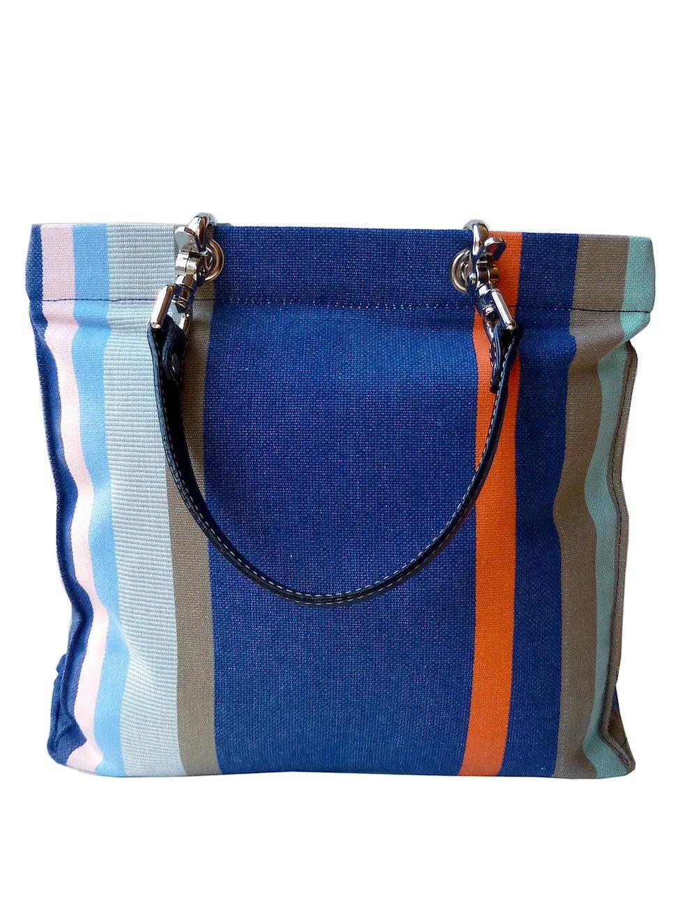 French Cotton Stripe Bags Blue White Color Block