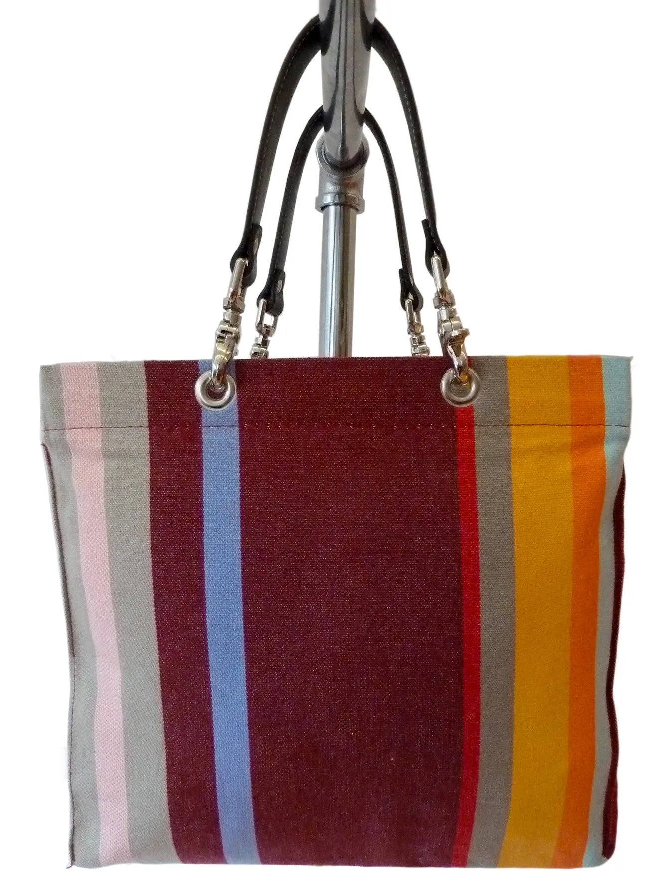 French Cotton Stripe Bags Red Olive Color Block