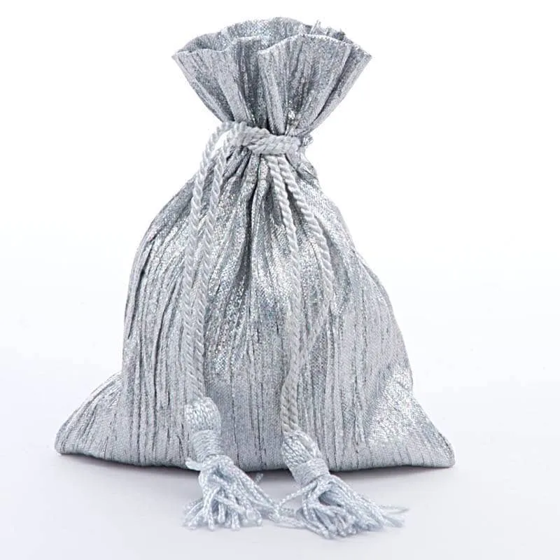 Gift Bags | Holographic Crinkle Fabric w/ Tassle | 3.5" x 5"