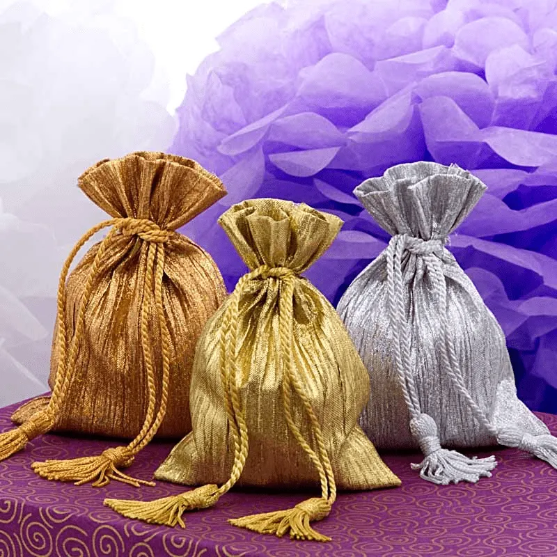 Gift Bags | Holographic Crinkle Fabric w/ Tassle | 3.5" x 5"