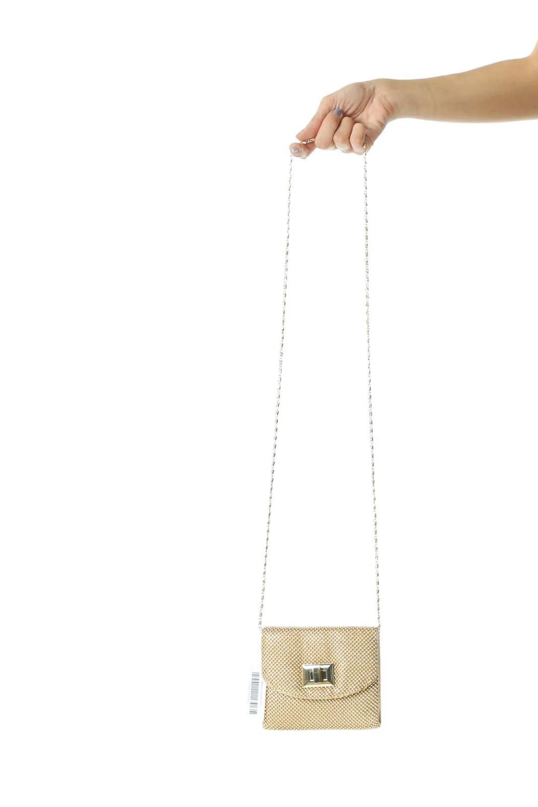 Gold Metallic Beads Chain Metallic-Closure Bag