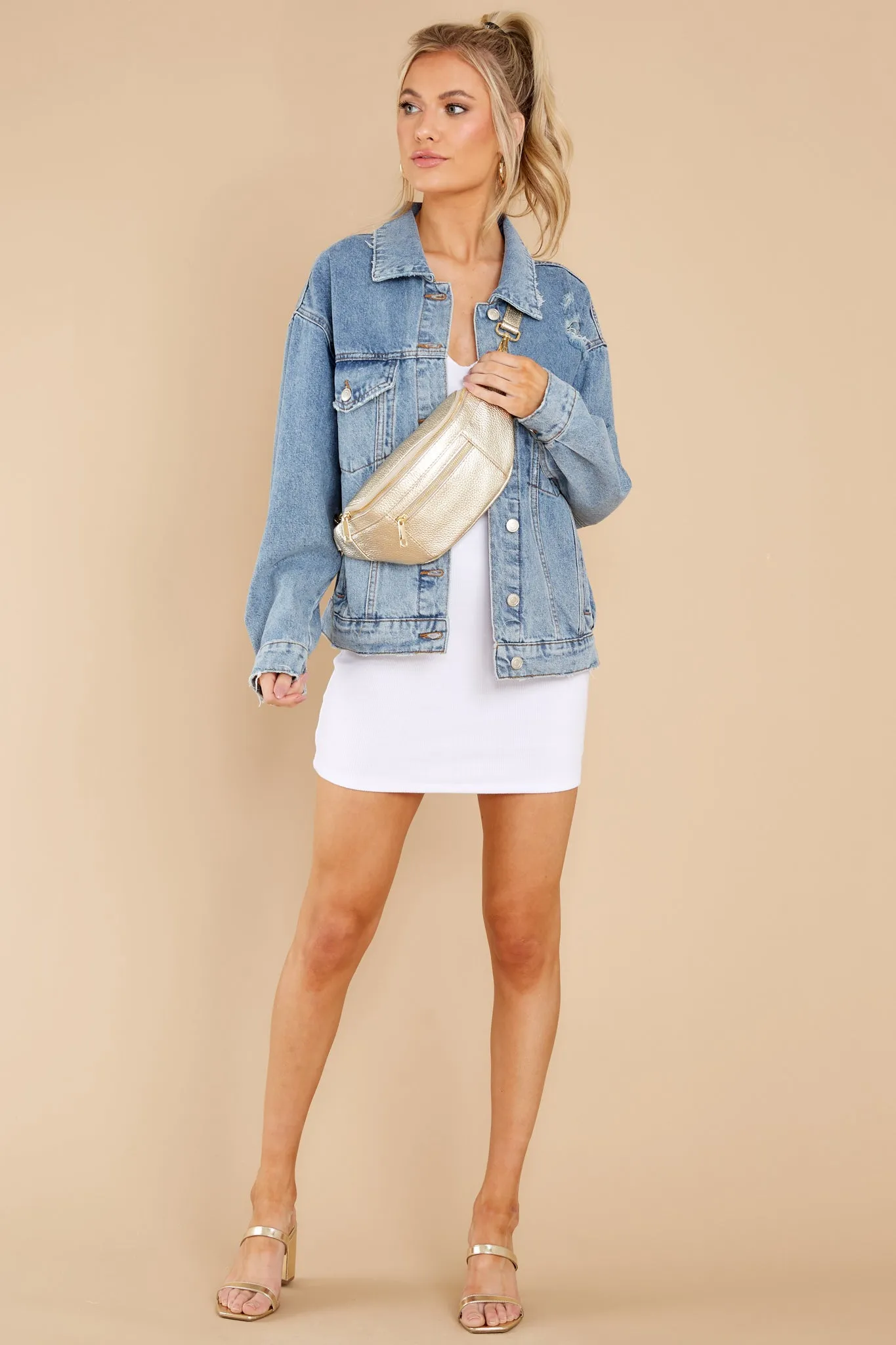 Good Spirits Medium Wash Distressed Denim Jacket