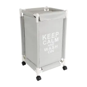 HOKIPO Oxford Fabric Laundry Basket Trolley With Wheels - 68x35x35 cm, Grey