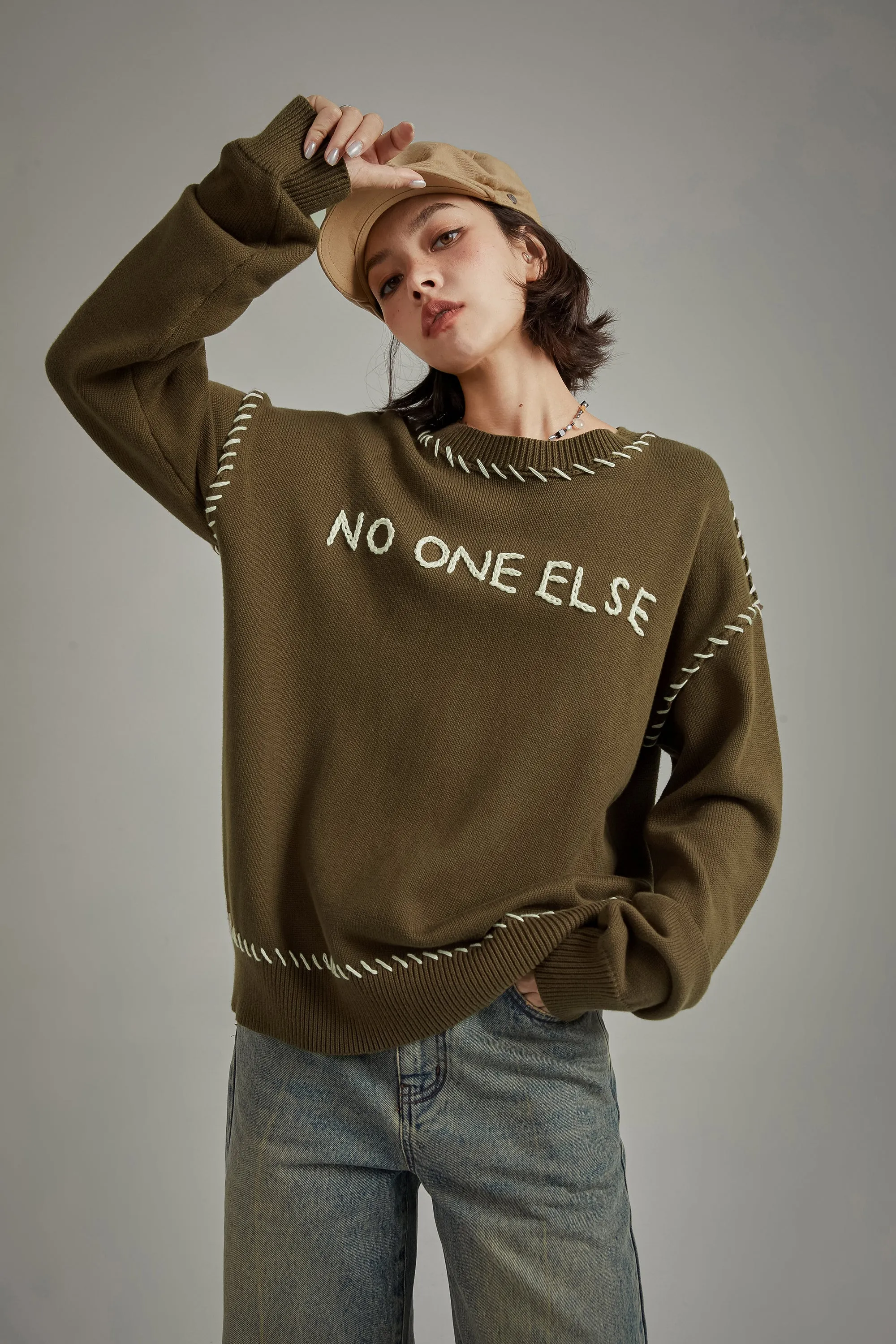 Logo Boxy Stitch Knit Sweater