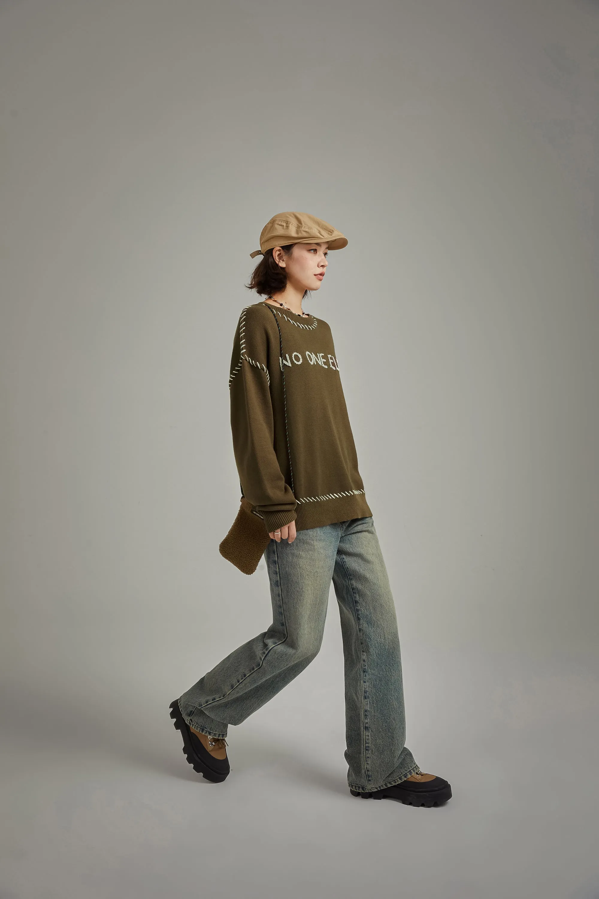 Logo Boxy Stitch Knit Sweater