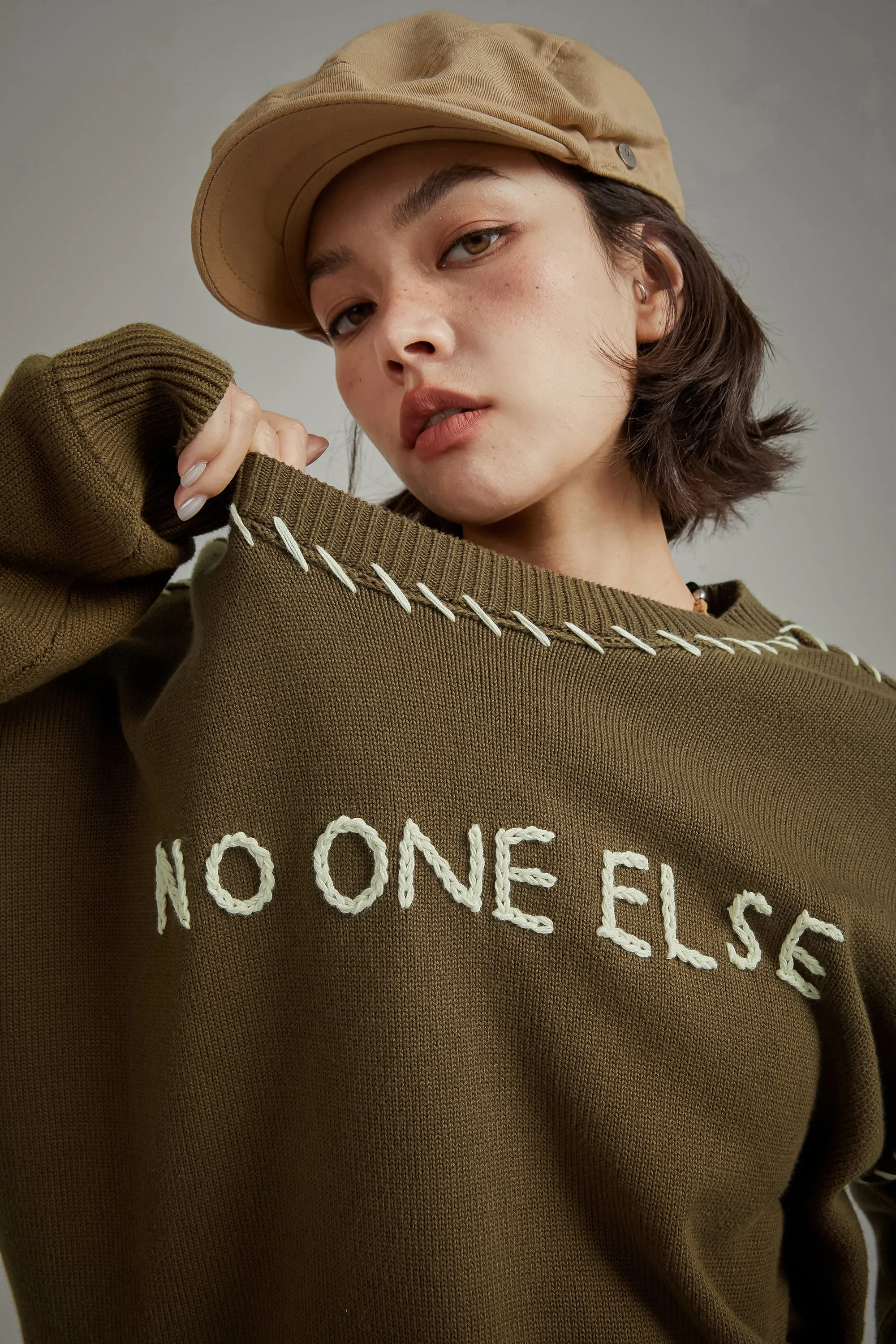 Logo Boxy Stitch Knit Sweater