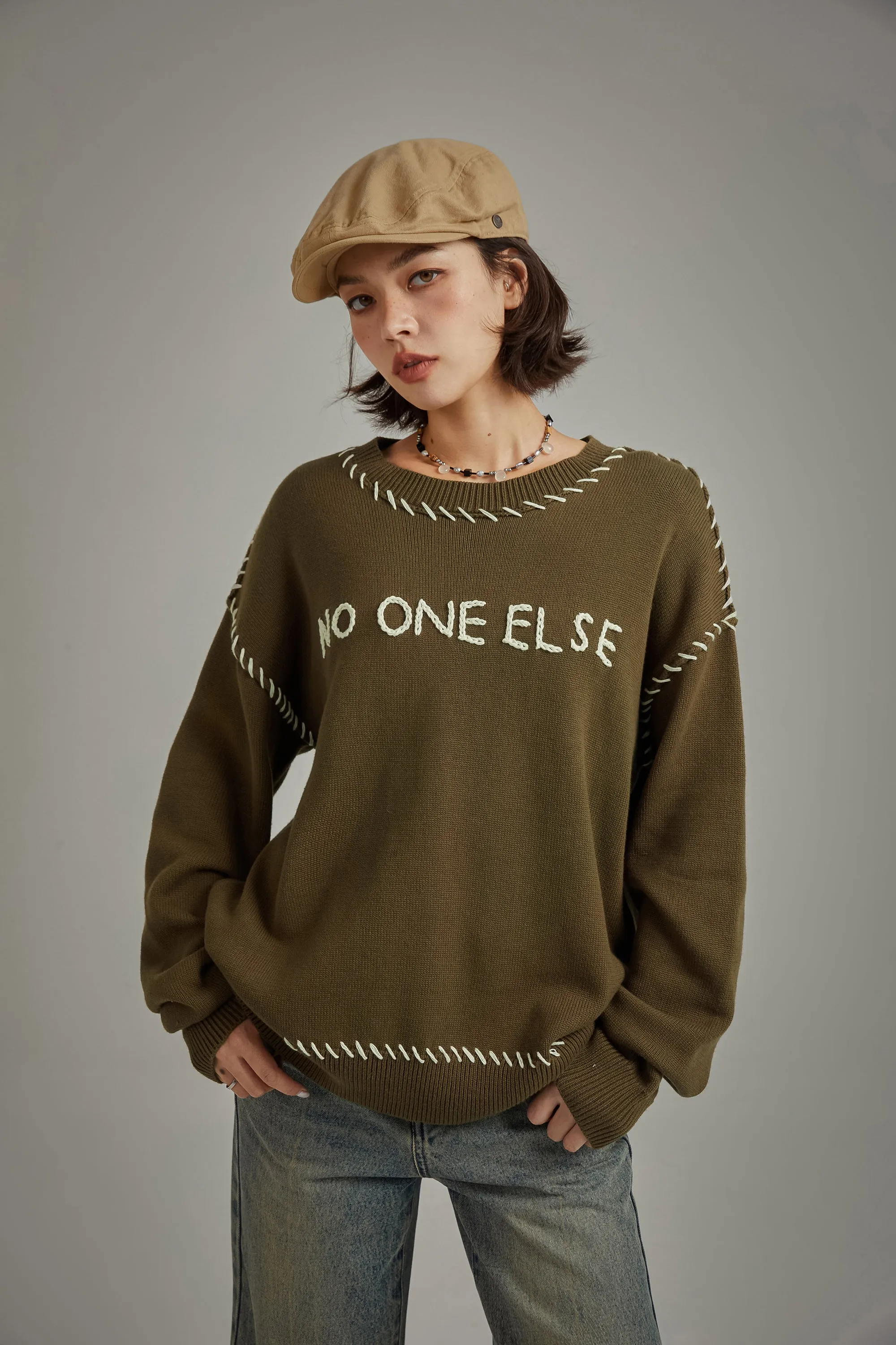 Logo Boxy Stitch Knit Sweater