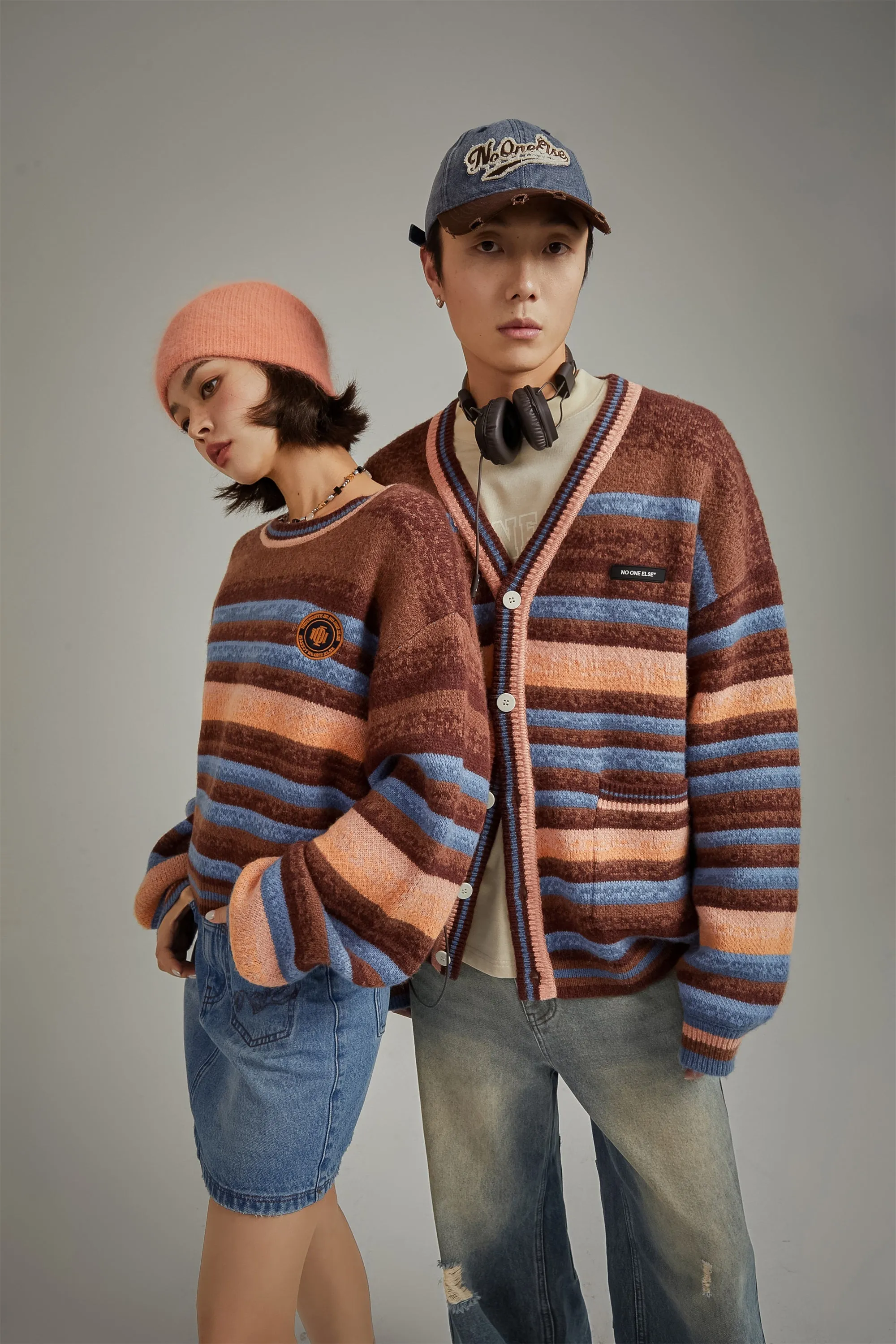 Logo Striped Loose Fit Knit Sweater