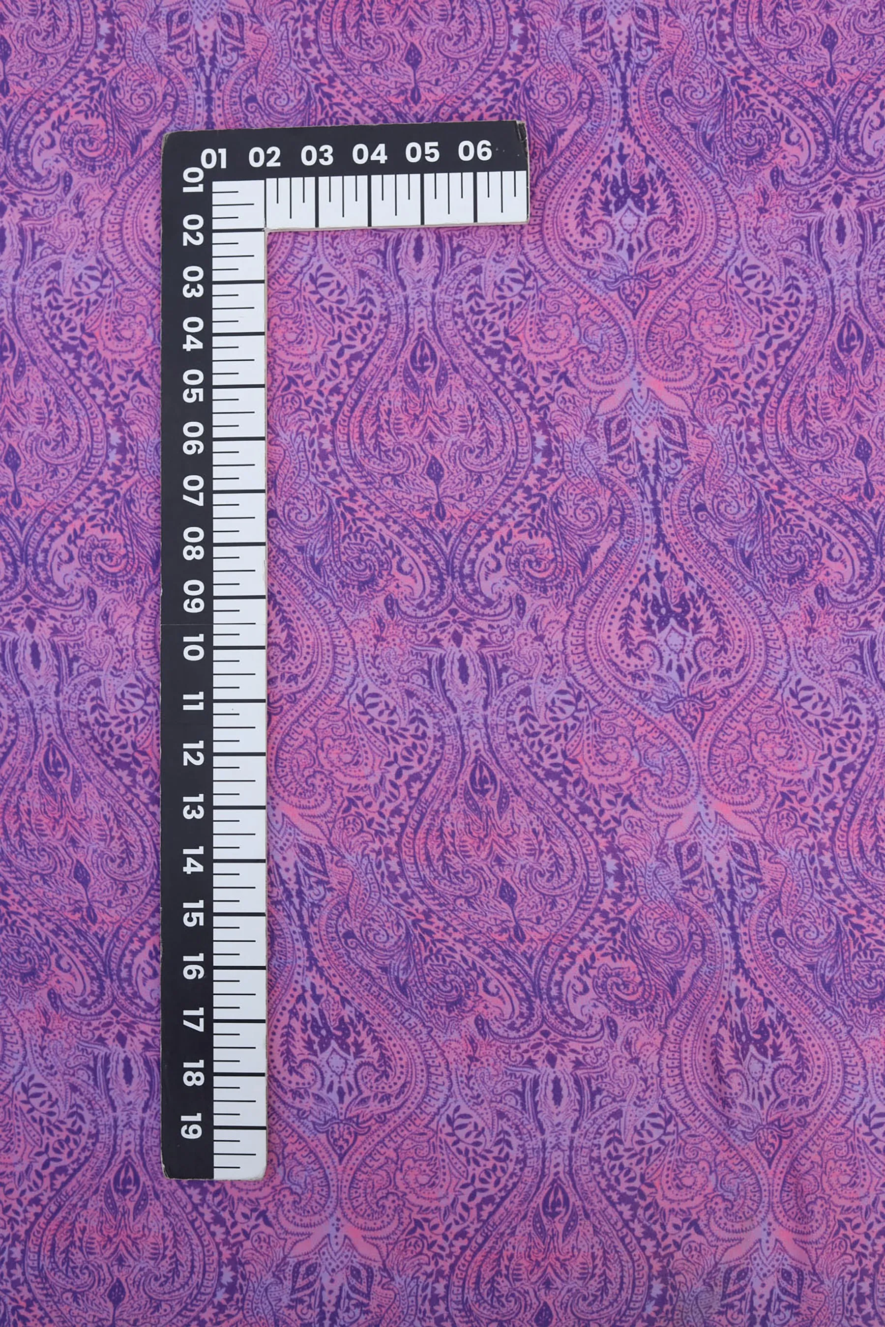 Magenta Purple Traditional Printed Gaji Silk Fabric