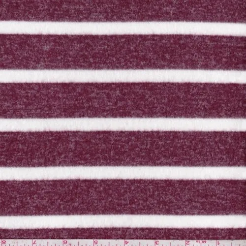 Maroon/White Stripe Jersey Sweater Knit Fabric