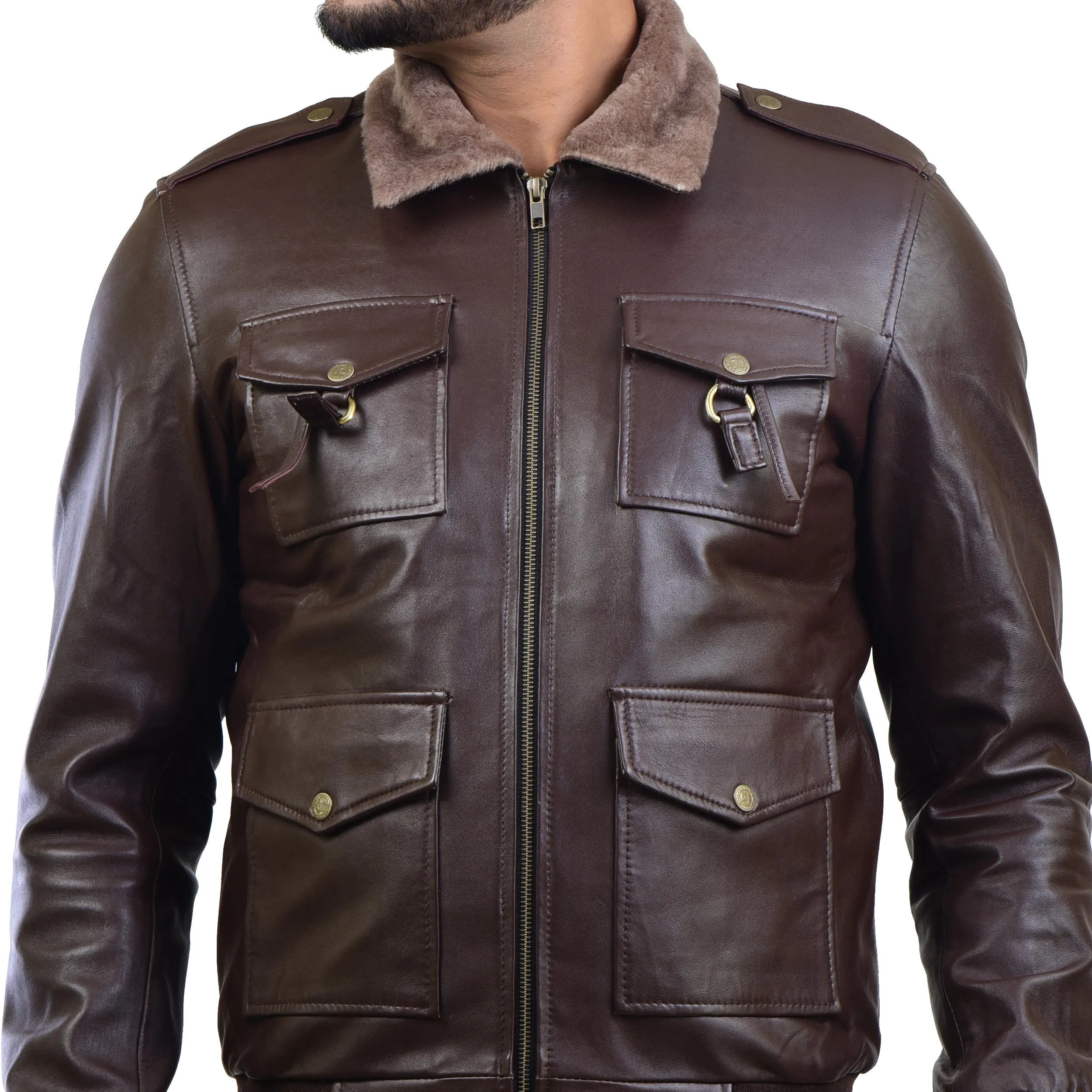 MENS LEATHER JACKET 410140(BLACK)