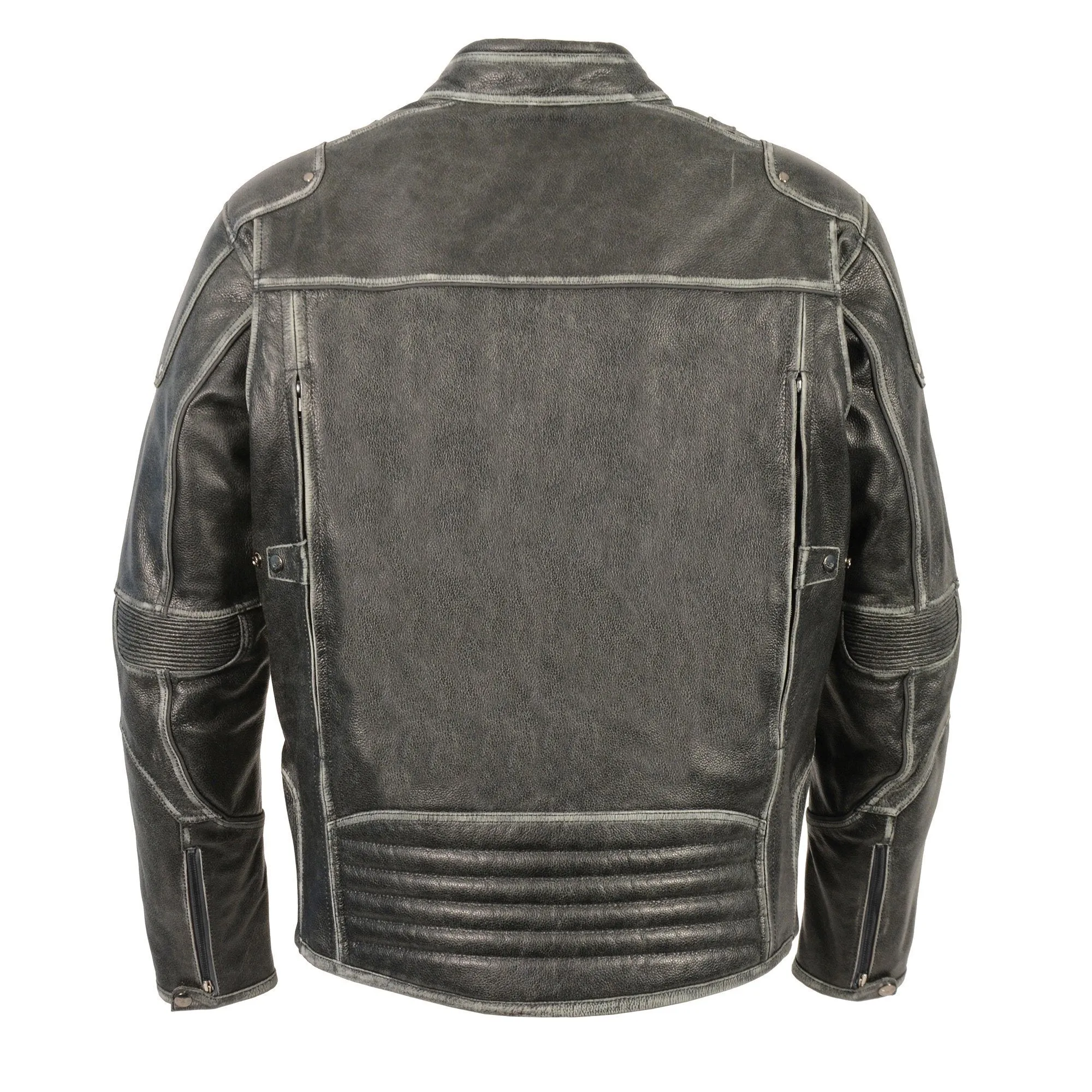 Milwaukee Leather-MLM1536-Men's Vintage Distressed Grey Triple Vented Jacket with Side Stretch