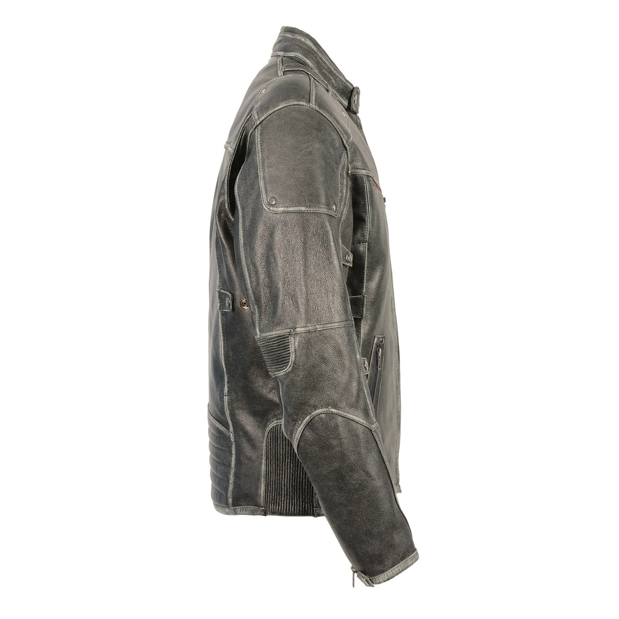 Milwaukee Leather-MLM1536-Men's Vintage Distressed Grey Triple Vented Jacket with Side Stretch