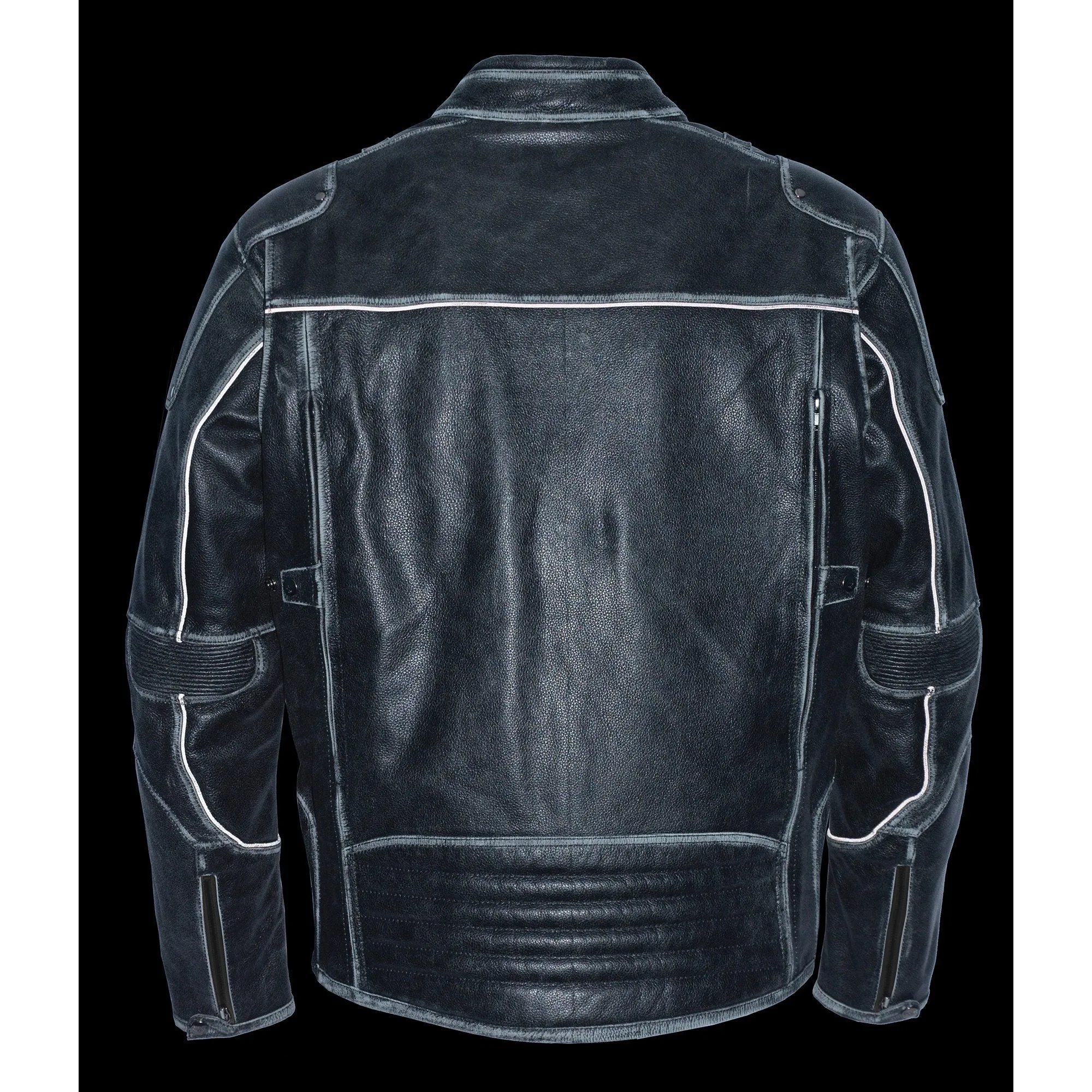 Milwaukee Leather-MLM1536-Men's Vintage Distressed Grey Triple Vented Jacket with Side Stretch