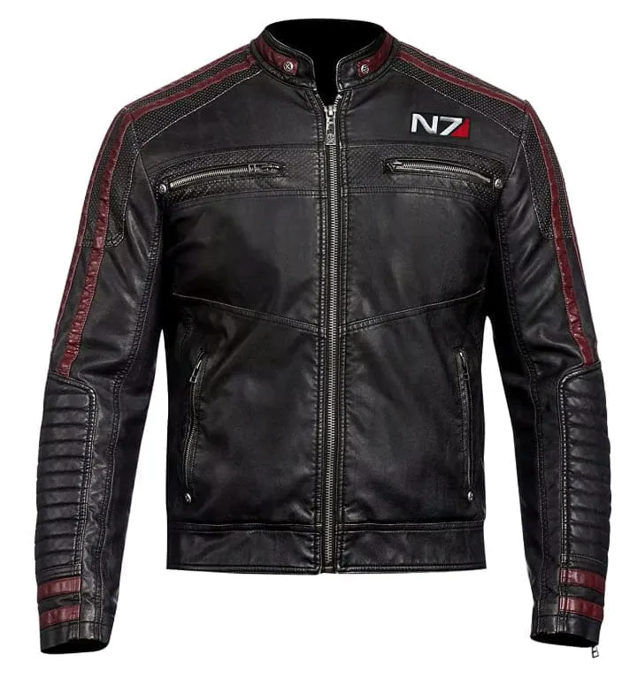 New Mass Effect 3 N7 Genuine Black Leather Jacket