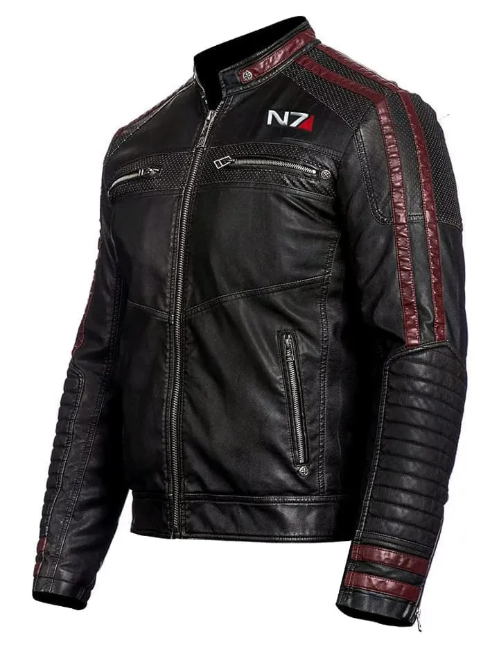 New Mass Effect 3 N7 Genuine Black Leather Jacket