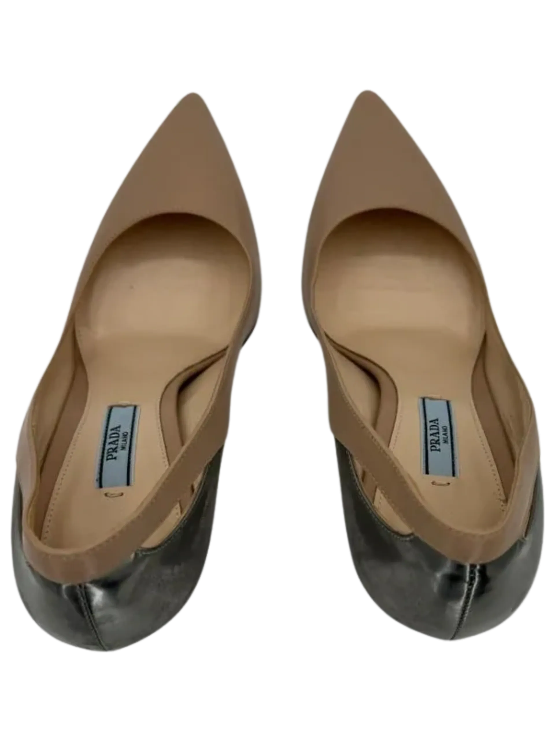 *New* Prada Nude/Metallic Pointed Toe Heels