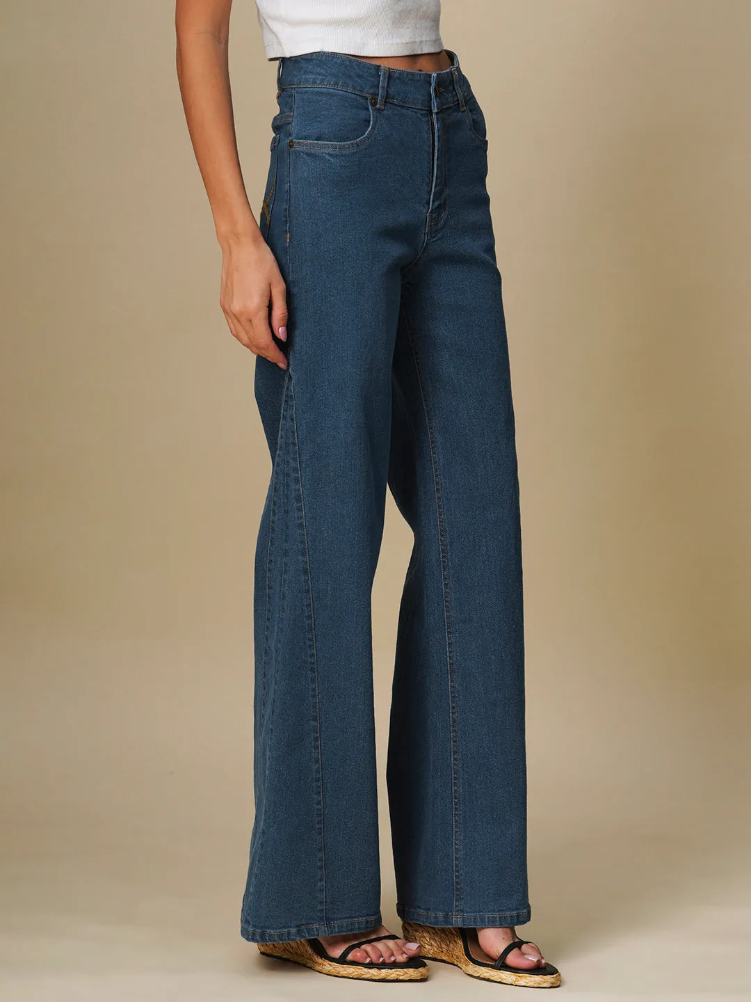 PANELLED FLARED LEG JEANS