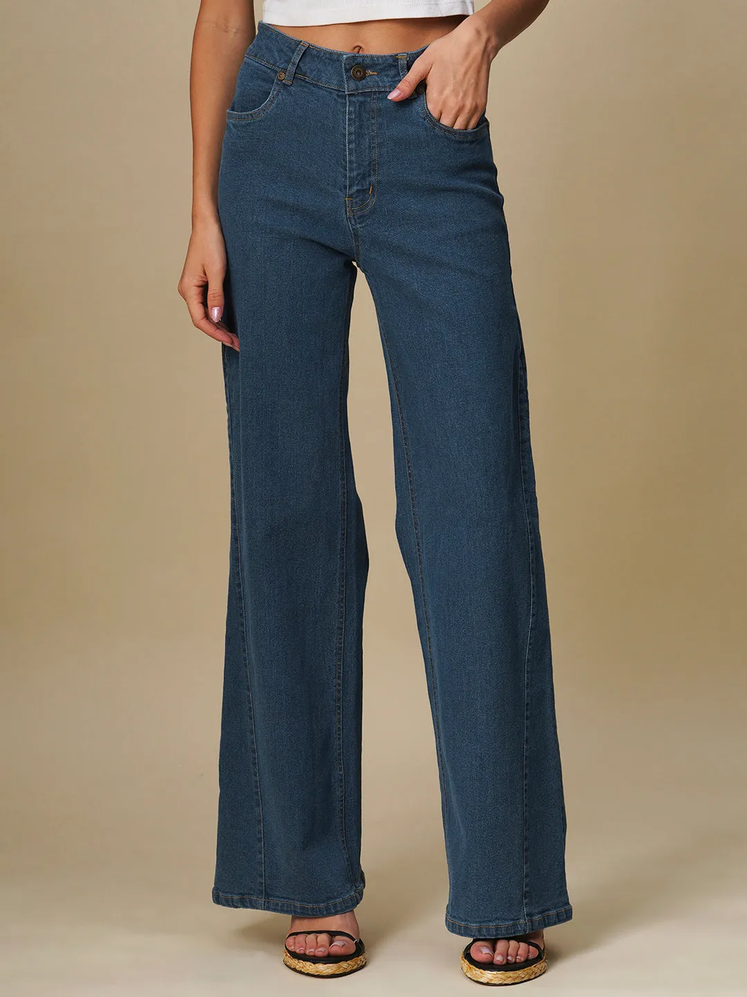 PANELLED FLARED LEG JEANS